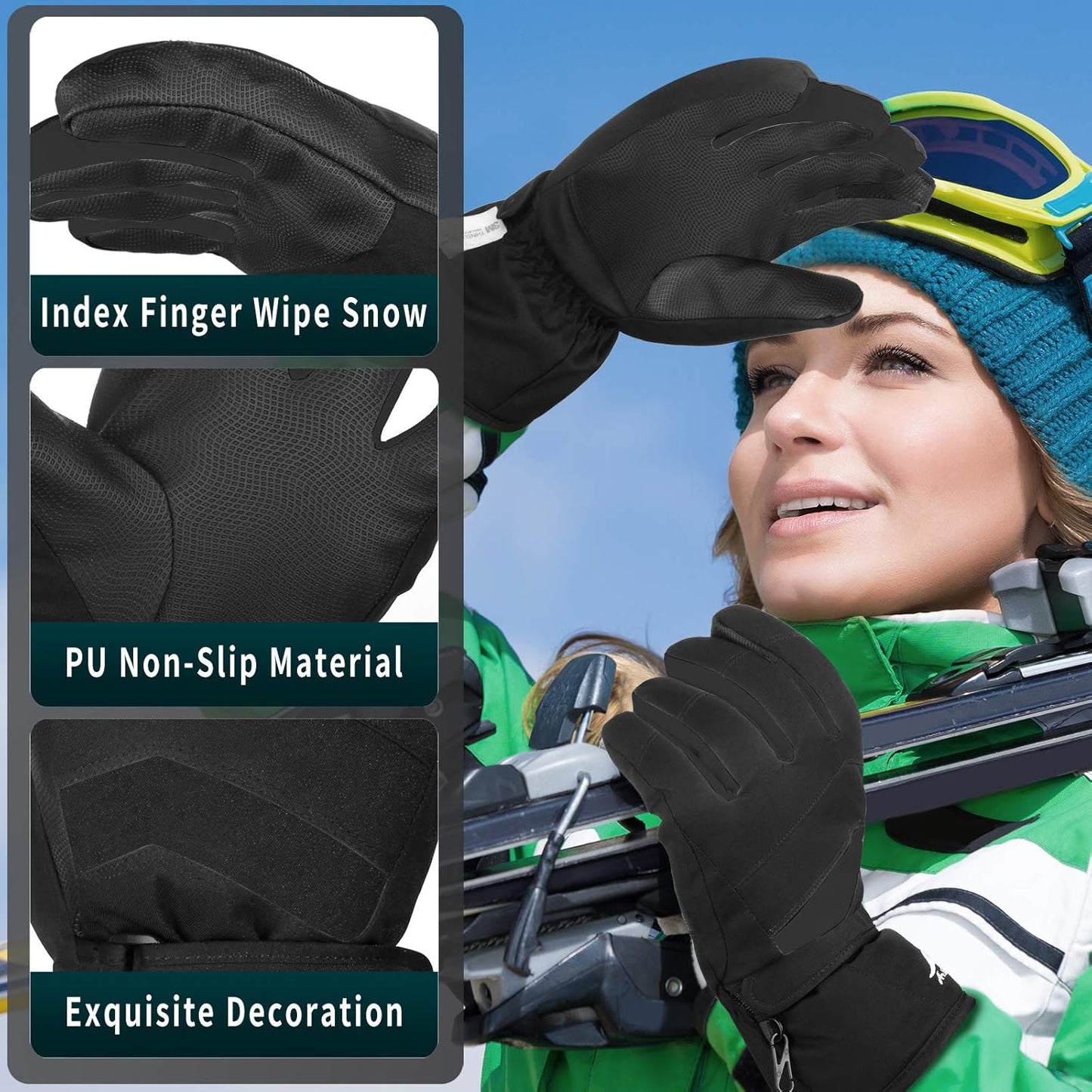 Ski Snow Gloves Winter Warm 3M Thinsulate Waterproof Touchscreen Men Women