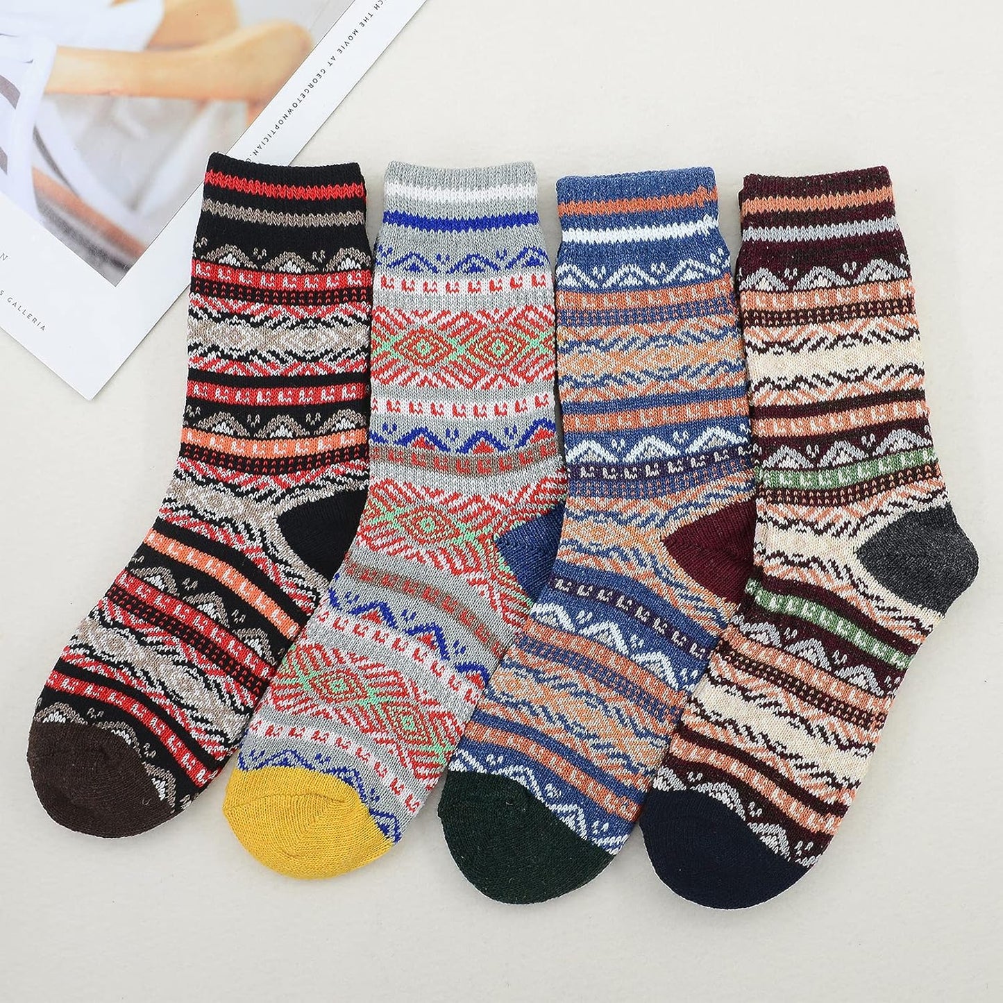 Men'S Wool Socks Ankle Winter Warm Socks Athletic Fuzzy Socks Sports Crew Socks Soft Fall Hiking Socks